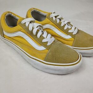 Vans Old Skool Mustard Yellow Suede Canvas Skate Shoes Mens 7 Womens 8.5‎